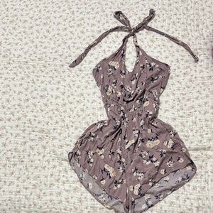 American Eagle Outfitters High Waist Purple Cream Shorts